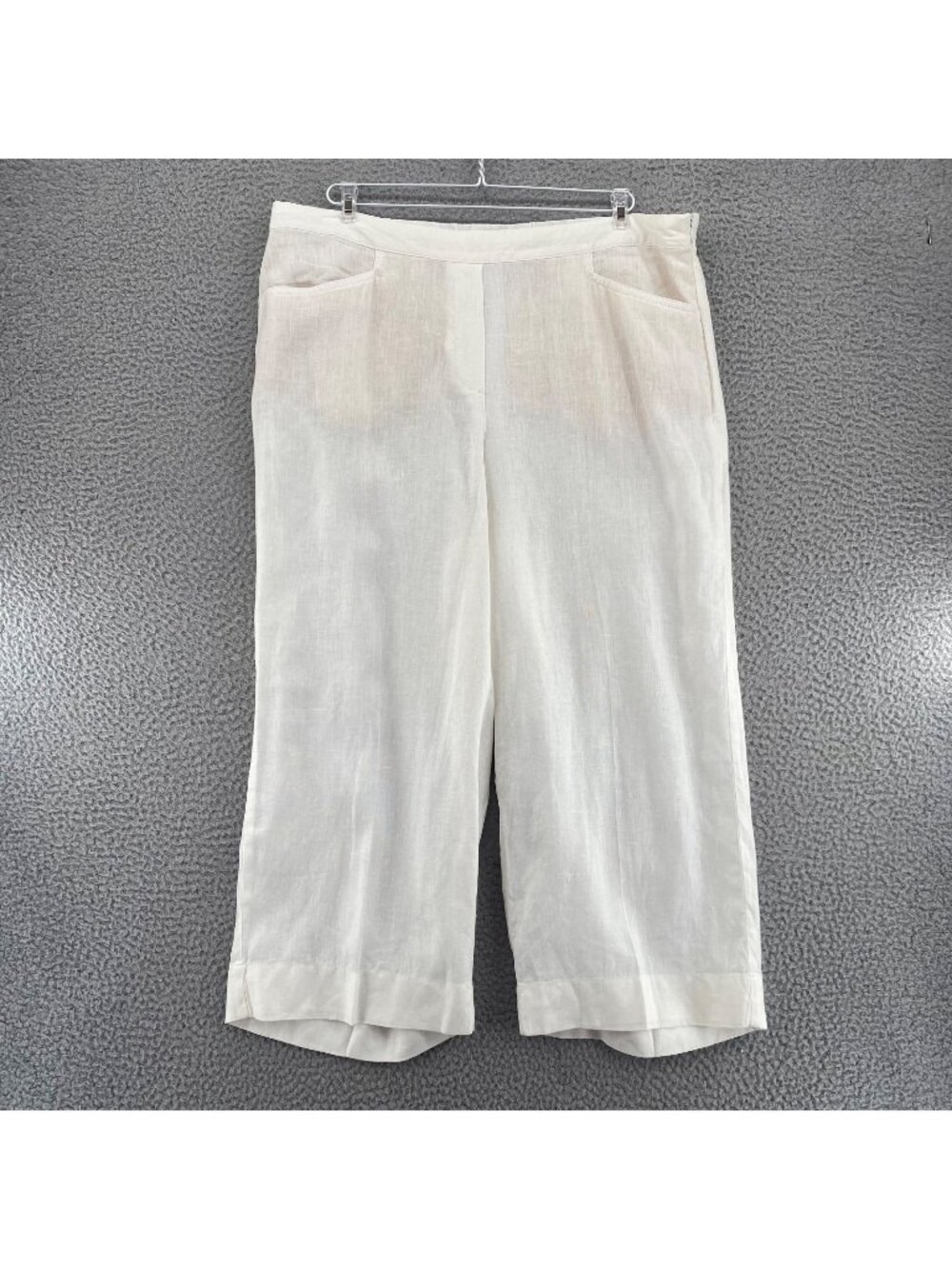 J Jill Pants Womens Extra Large White Love Linen Wide Leg Cropped Ankle Pockets